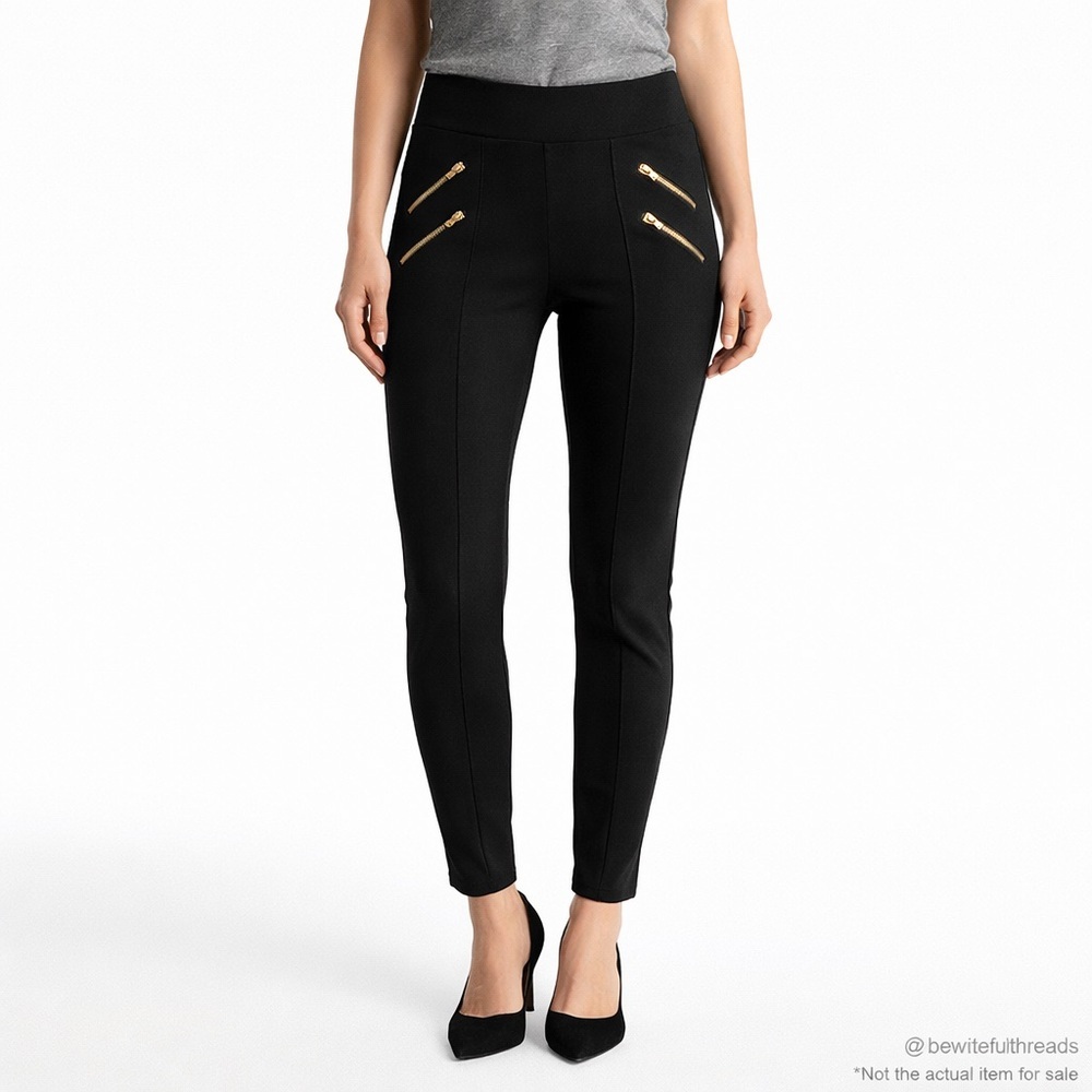 Ci Sono XL Black Stretch Skinny Pants Zip Detail (Fits M–L)